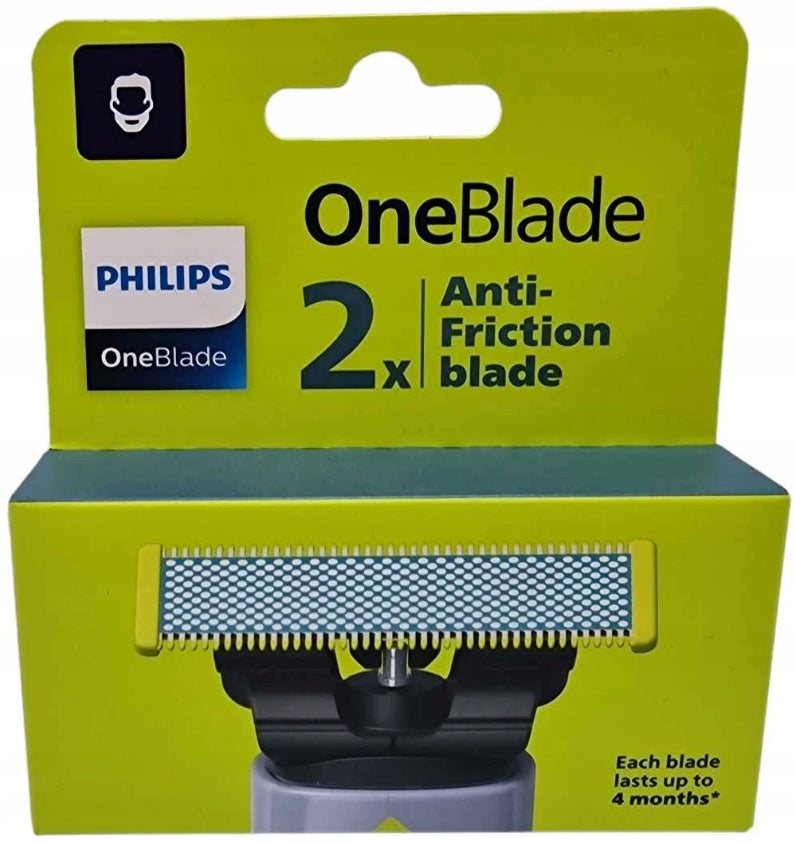 PHILIPS ONEBLADE BLADES FOR SENSITIVE SKIN 2 PCS ORIGINAL BLADE HEAD Manufacturer code ONE BLADE 2X ANTI FRICTION BLADE