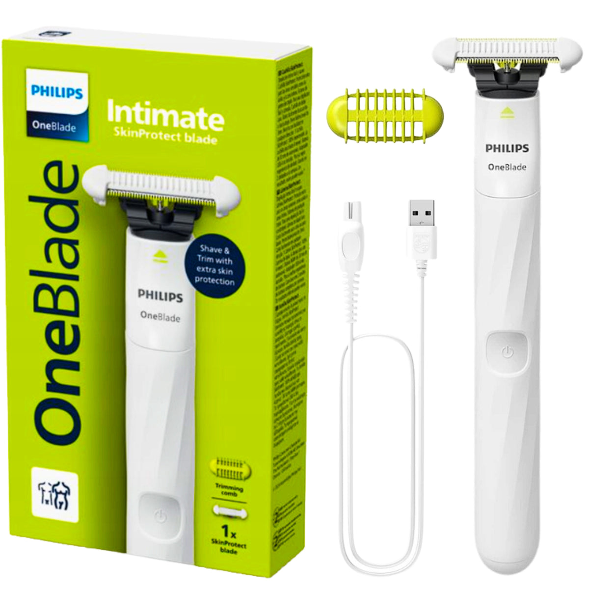 PHILIPS ONEBLADE INTIMATE SHAVER FOR BODY HAIR BIKINI TRIMMER Packaging status original