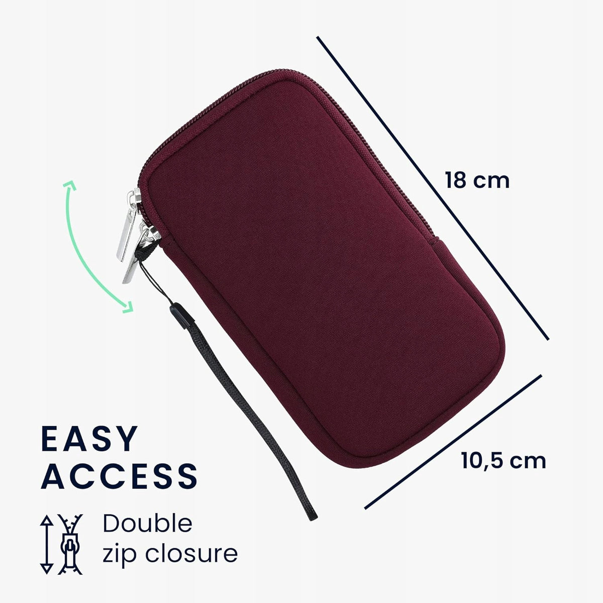 PHONE CASE UNIVERSAL BURGUNDY NEOPRENE WATERPROOF WITH ZIPPER Brand no brand