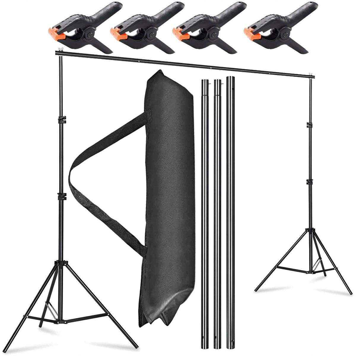 PHOTO BACKGROUND TRIPOD Background Set for Studio Clamps Case 200x200cm