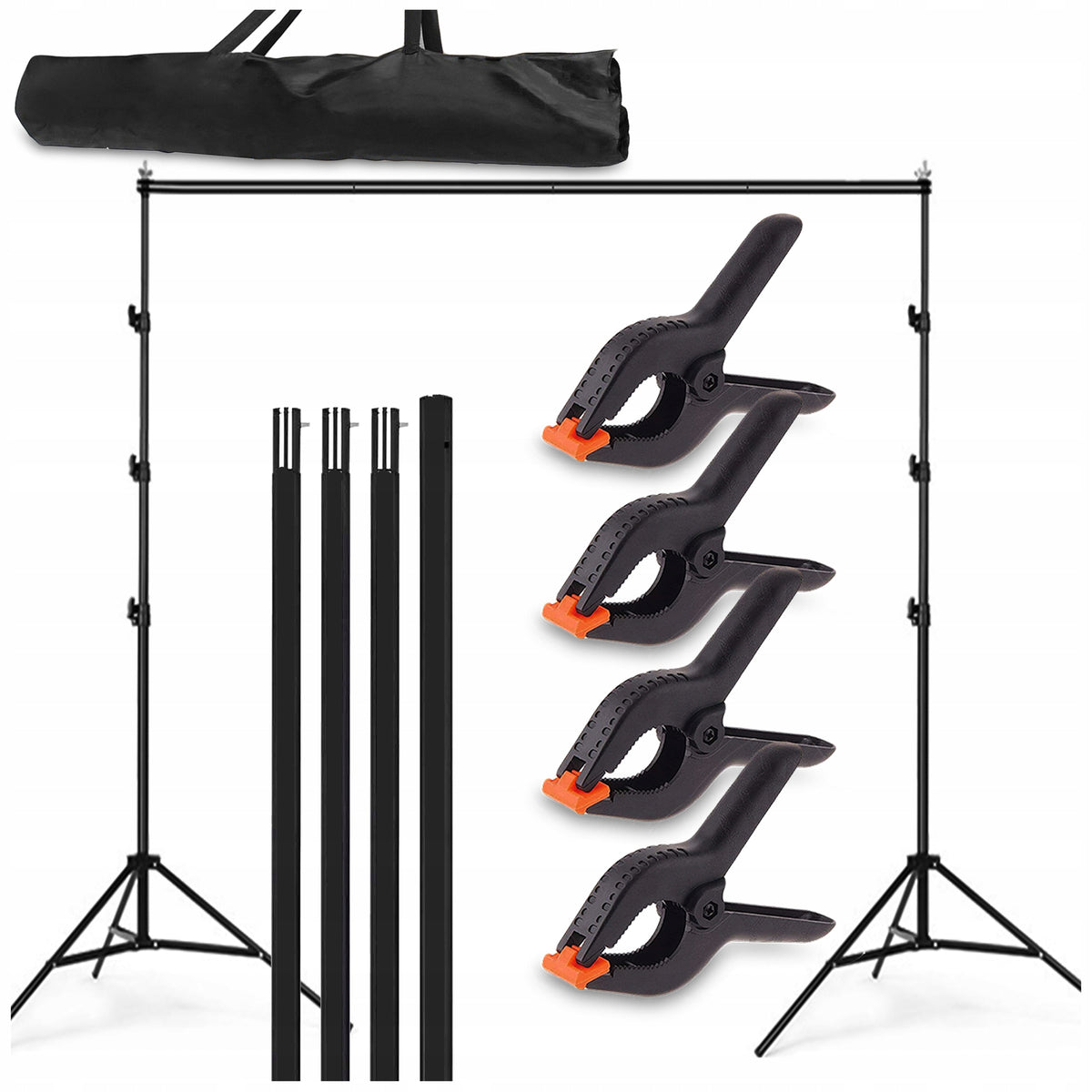 PHOTO BACKGROUND TRIPOD SET OF BACKGROUNDS FOR STUDIO 200x200CM CLAMPS + CASE Packaging status original