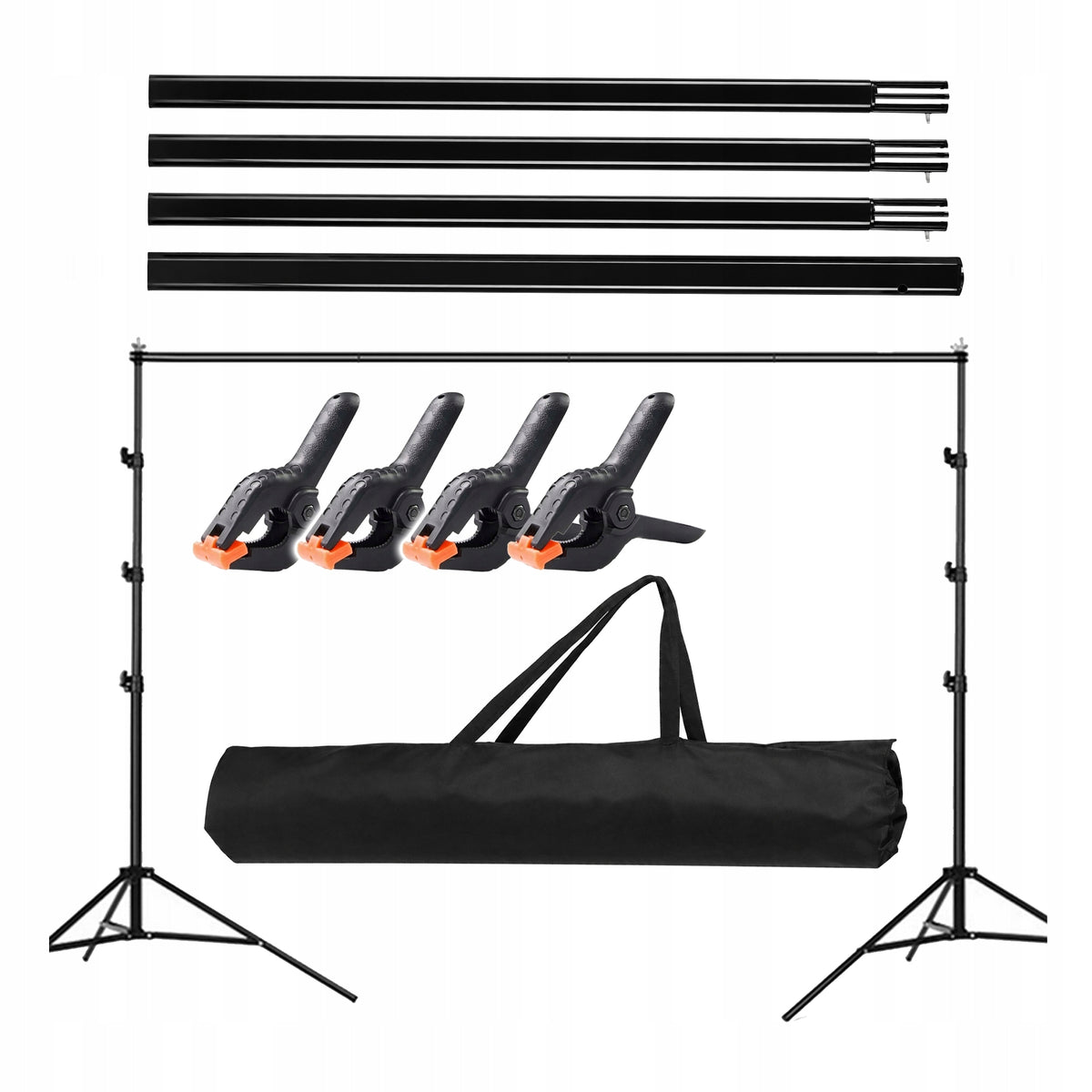 PHOTO BACKGROUND TRIPOD SET OF BACKGROUNDS FOR STUDIO 200x300CM CLAMPS + CASE