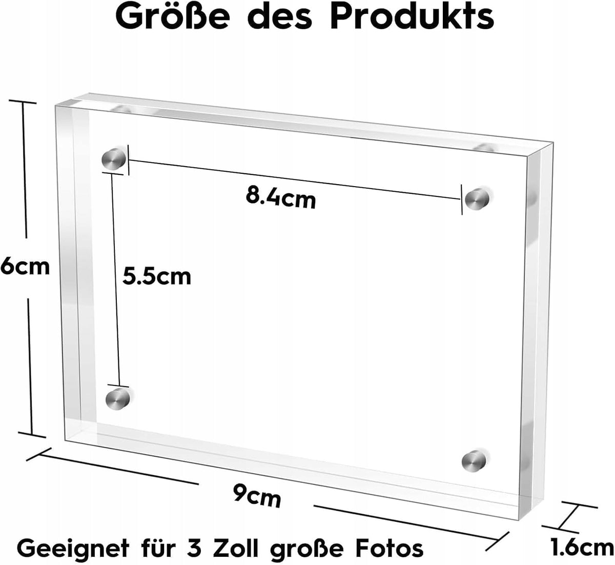 PHOTO FRAME 2 PIECES 6X9CM MAGNETIC SMALL TRANSPARENT OFFICE HOUSE Brand no brand