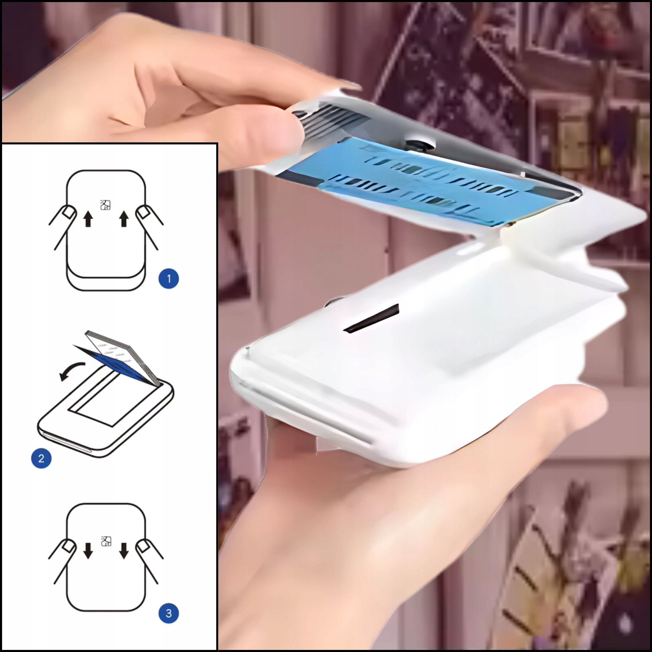 PHOTO PRINTER FOR IPHONE SAMSUNG SMARTPHONE THERMAL PRINTING WITHOUT INK Manufacturer code DRUKARKA FOTOGRAFICZNA DO SMARTFONA GADGETIC