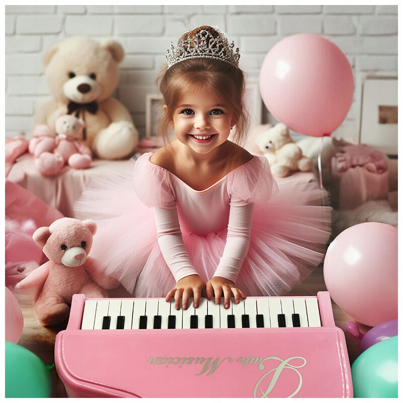 PIANO FOR CHILDREN LEARNING MULTIMEDIA GAMES ORGAN MICROPHONE MP3 + STOOL Manufacturer code PIANINKO RÓŻOWE Z TABORETEM MIKROFONEM