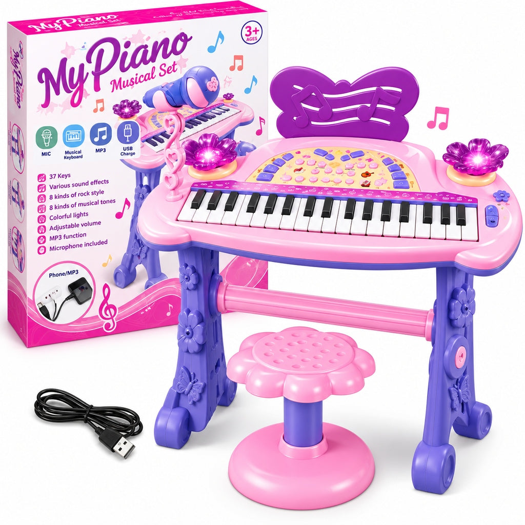 PIANO KEYBOARD CHILDREN ORGAN STOOL MICROPHONE MP3 37 keys microphone Packaging status original