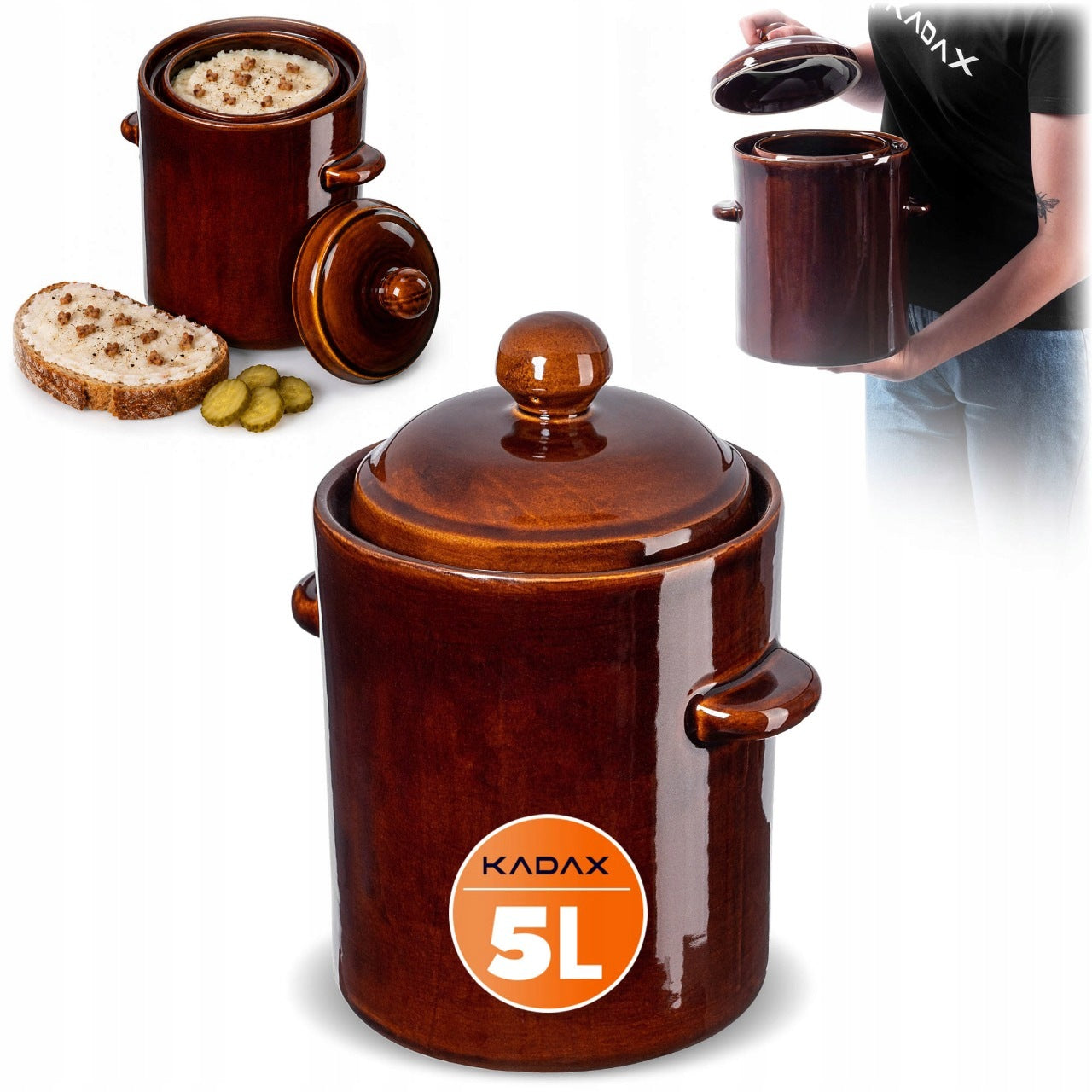 PICKLING BARREL FOR CUCUMBERS STONEWARE 5L POT WITH HERMETIC FLANGE