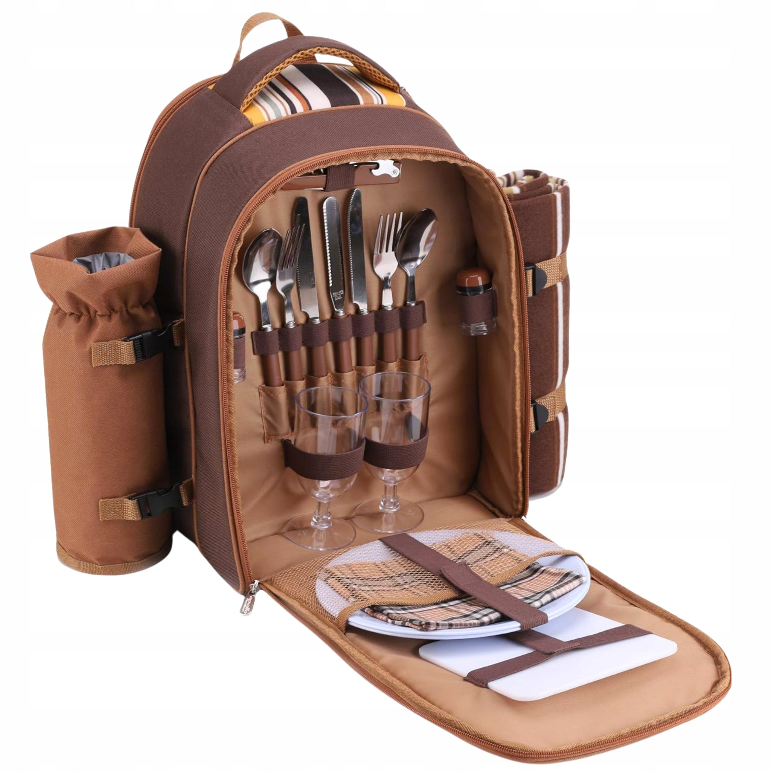 PICNIC BACKPACK HIKING TRAVEL BAG THERMAL BEACH BLANKET SET Packaging status original
