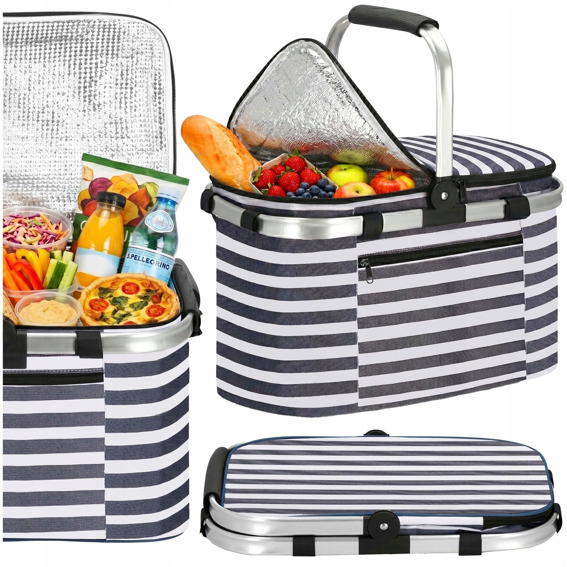 PICNIC BASKET THERMAL FOLDING BAG SHOPPING BASKET BEACH PICNIC 28L