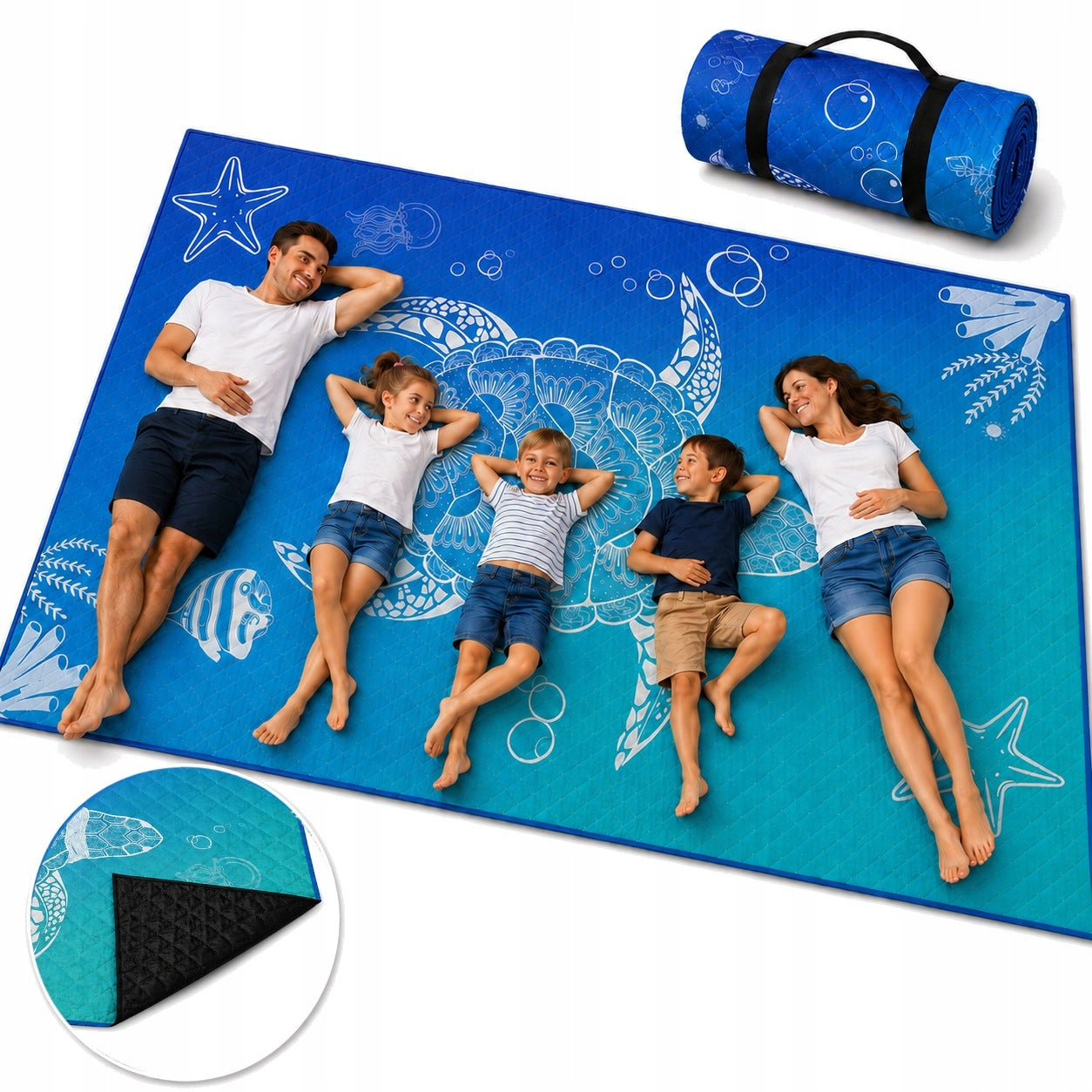 PICNIC BLANKET 270x195 FOLDING FOR BEACH GRASS QUILTED CAMPING Chill&Thrill
