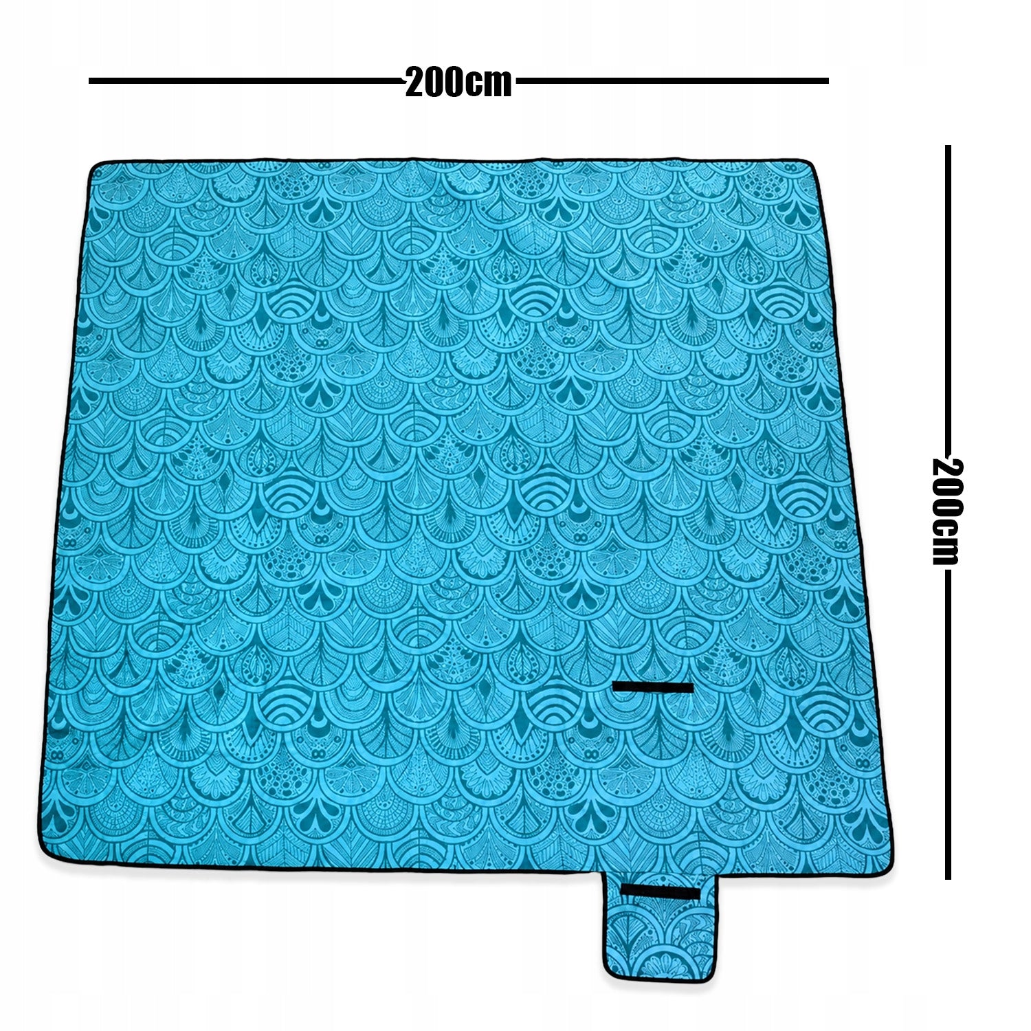 PICNIC BLANKET BEACH MAT WATERPROOF INSULATION 200x200 BLUE FOLDING Brand MEMFLOW
