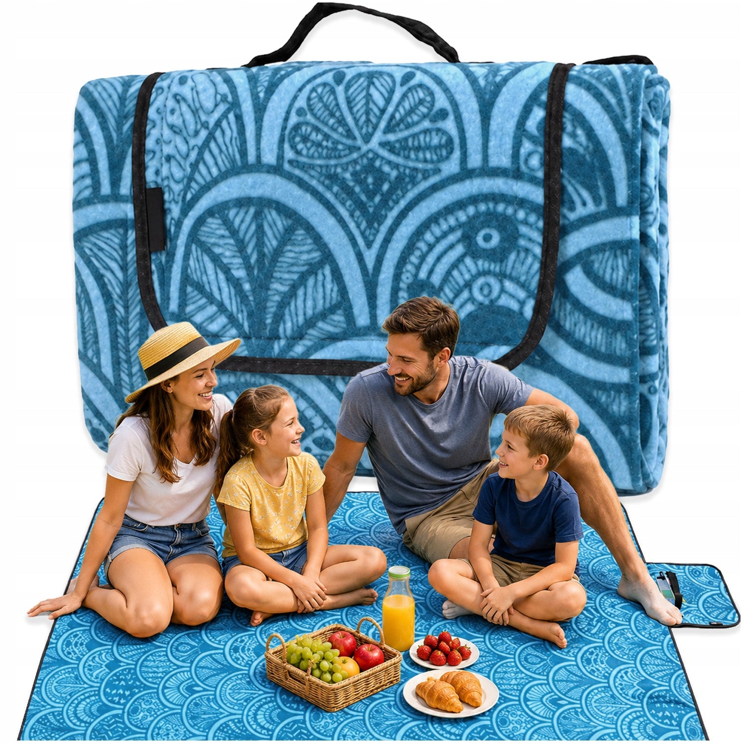 PICNIC BLANKET BEACH MAT WATERPROOF INSULATION 200x200 BLUE FOLDING Manufacturer code KOC PIKNIKOWY NIEBIESKI 2X2 MEMFLOW