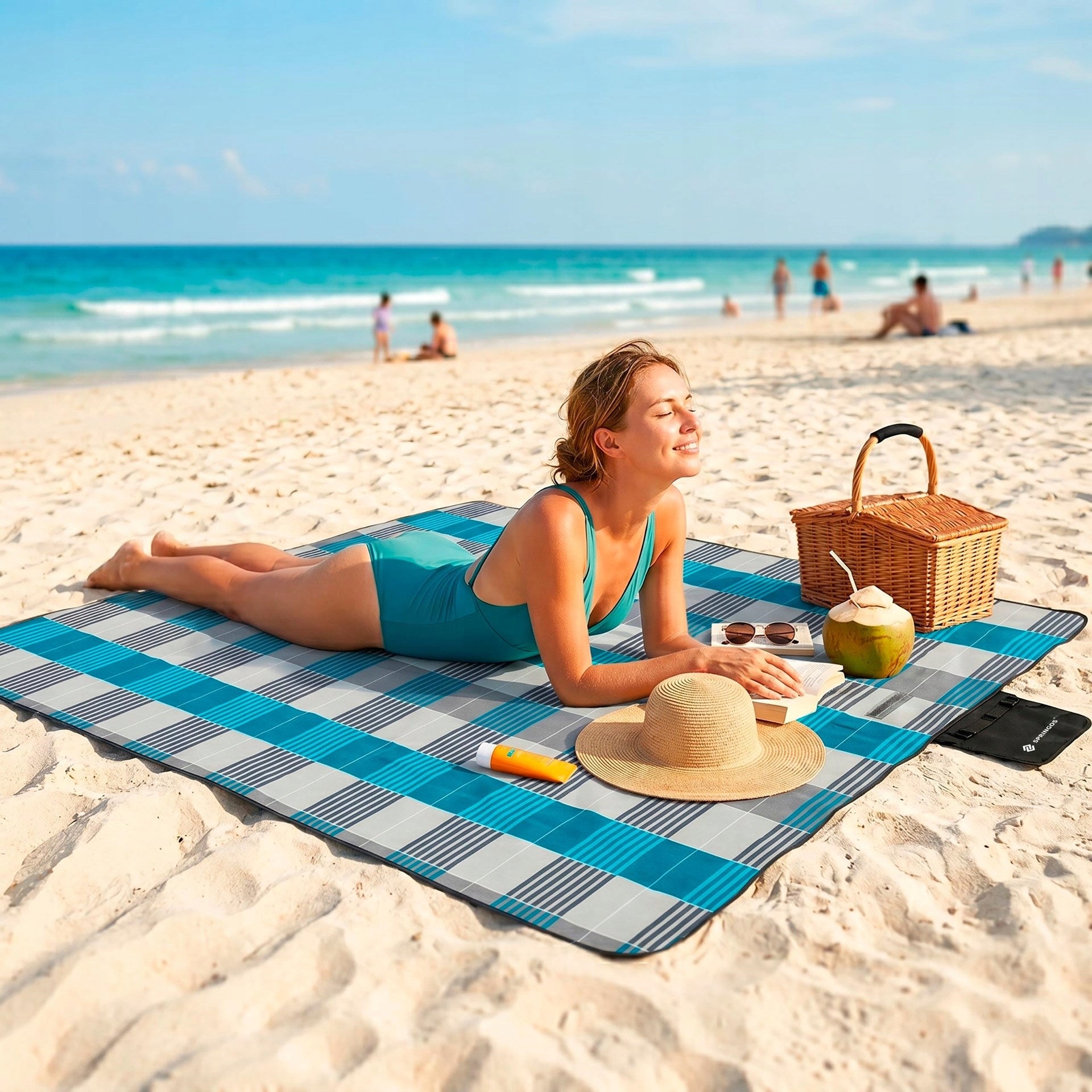 PICNIC BLANKET WITH BEACH INSULATION 200x240 cm MAT LARGE WATERPROOF BEACH Kind blanket