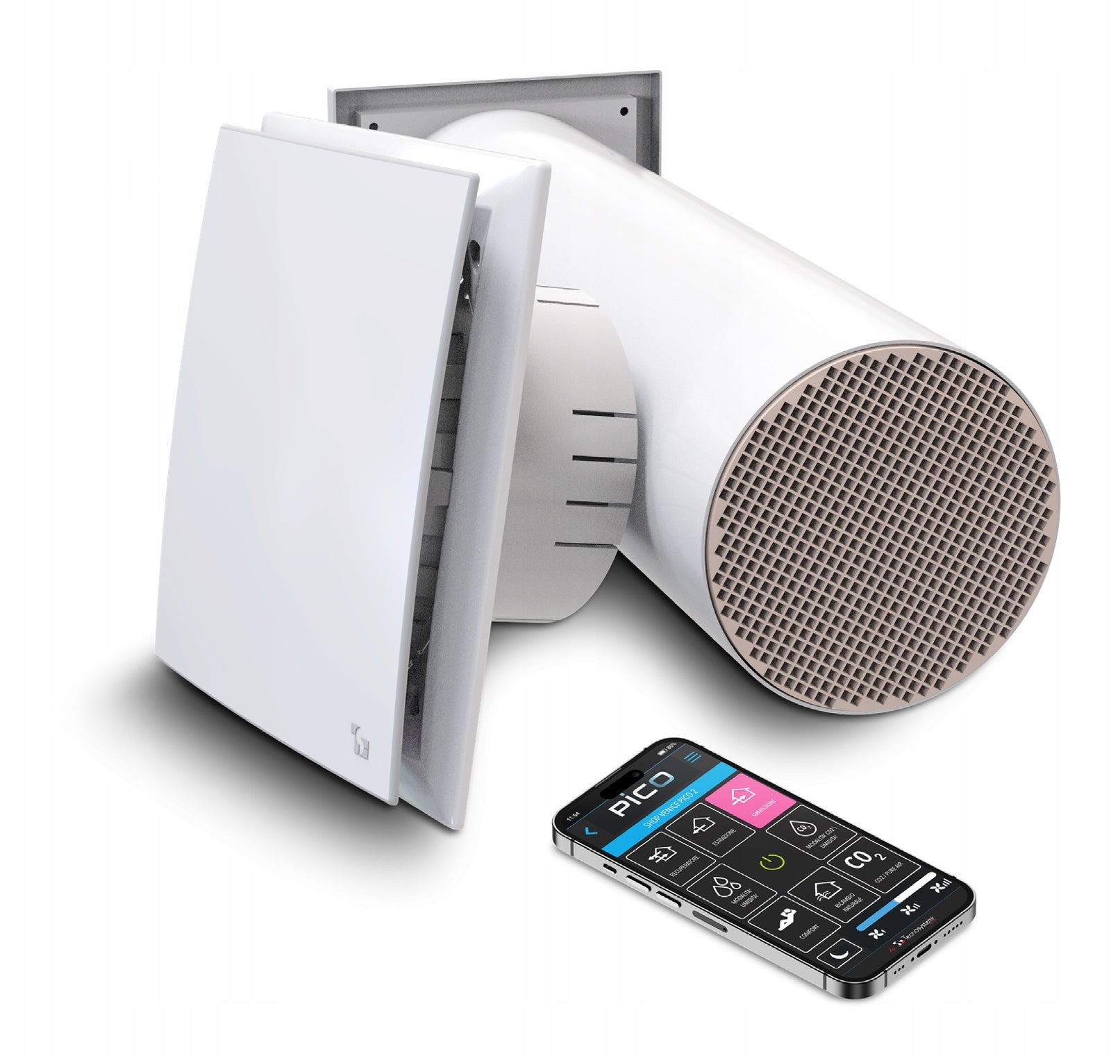 PICO PRO+45 wall recuperator with humidity sensor, CO2 + WIFI sensor Manufacturer code Rekuperator PICO PRO+czujnik wilgoci 45 m3/h