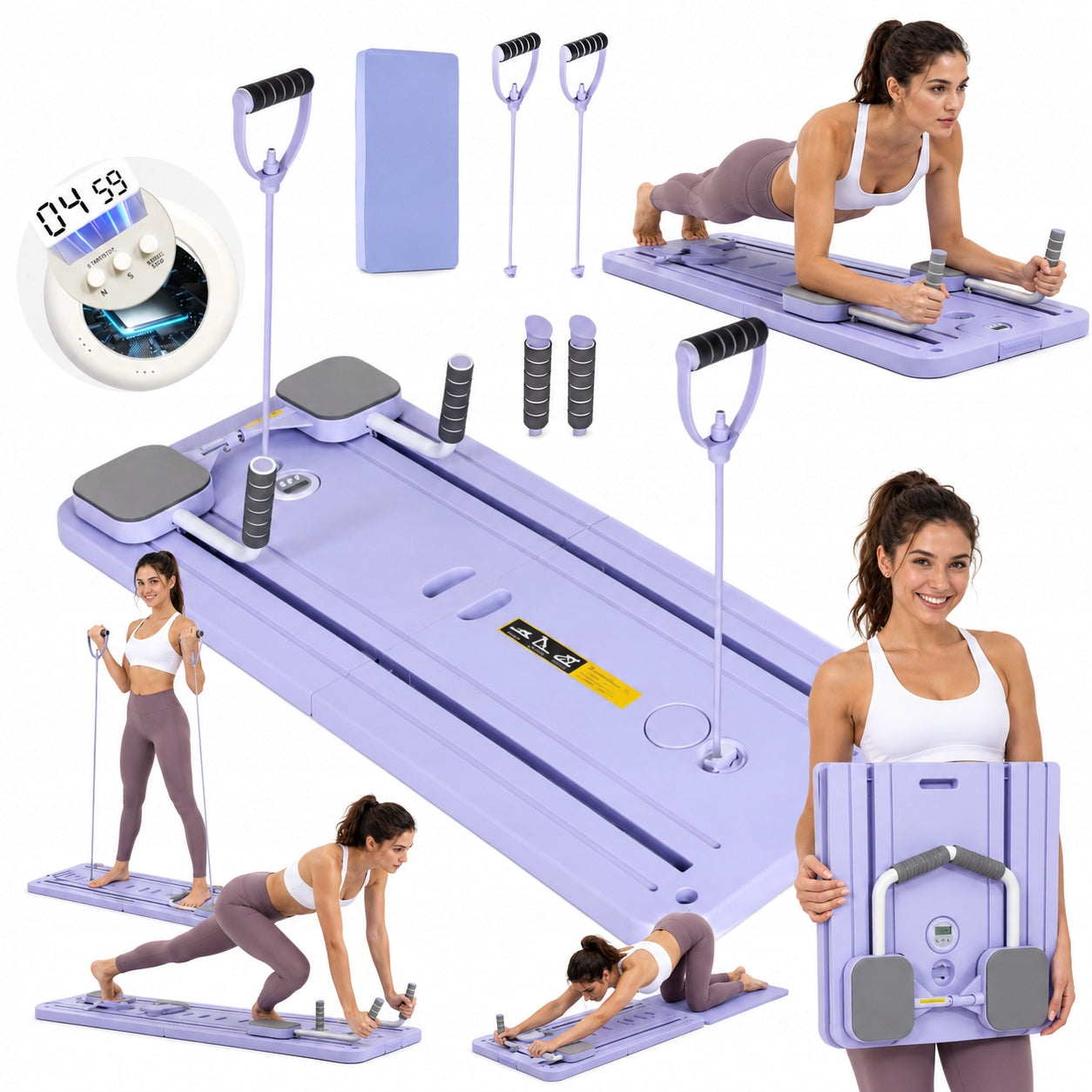 PILATES REFORMER EXERCISE BOARD 8in1 MULTIFUNCTIONAL GIFT FOR WOMAN