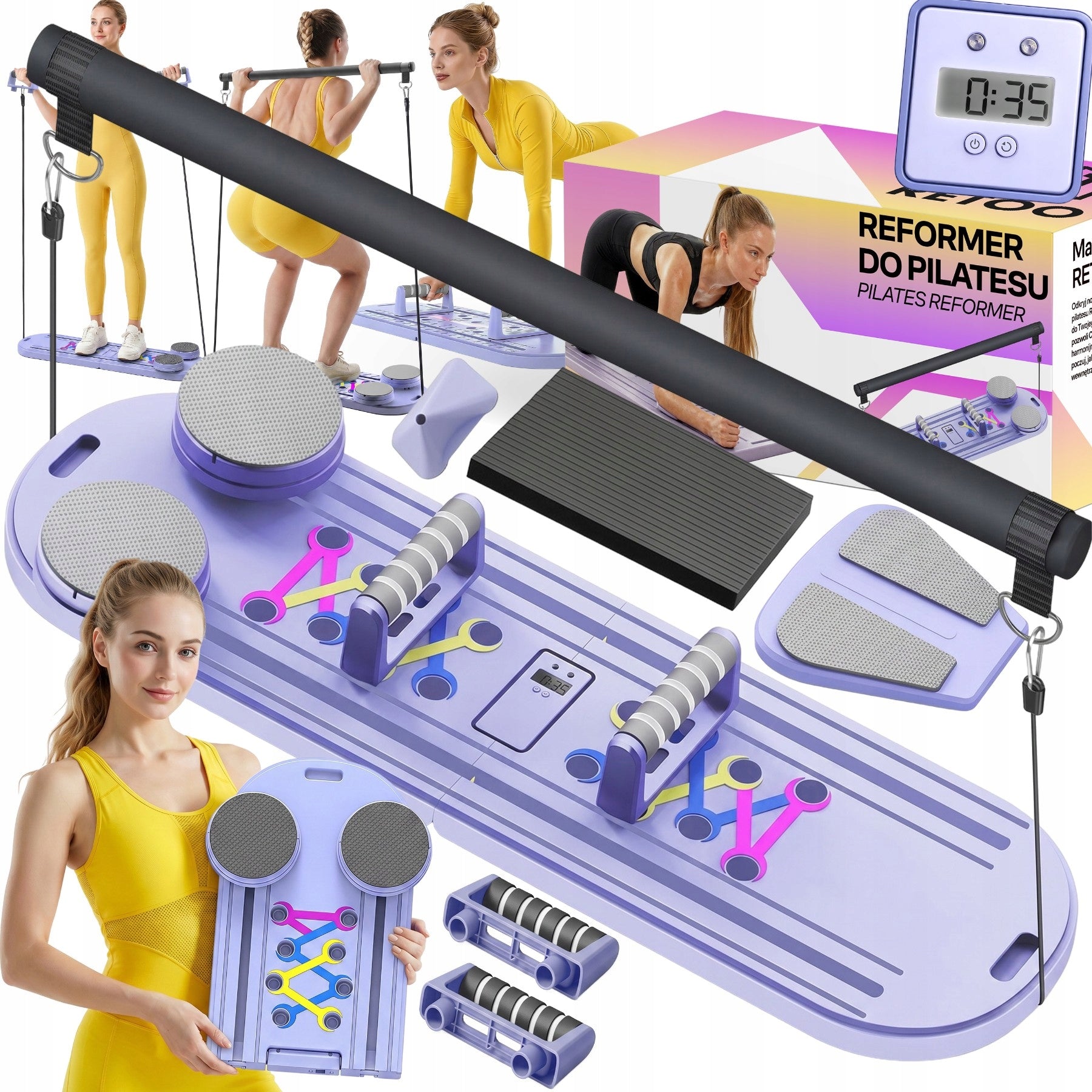 PILATES REFORMER EXERCISE BOARD MULTIFUNCTIONAL 18in1 PILATES SET