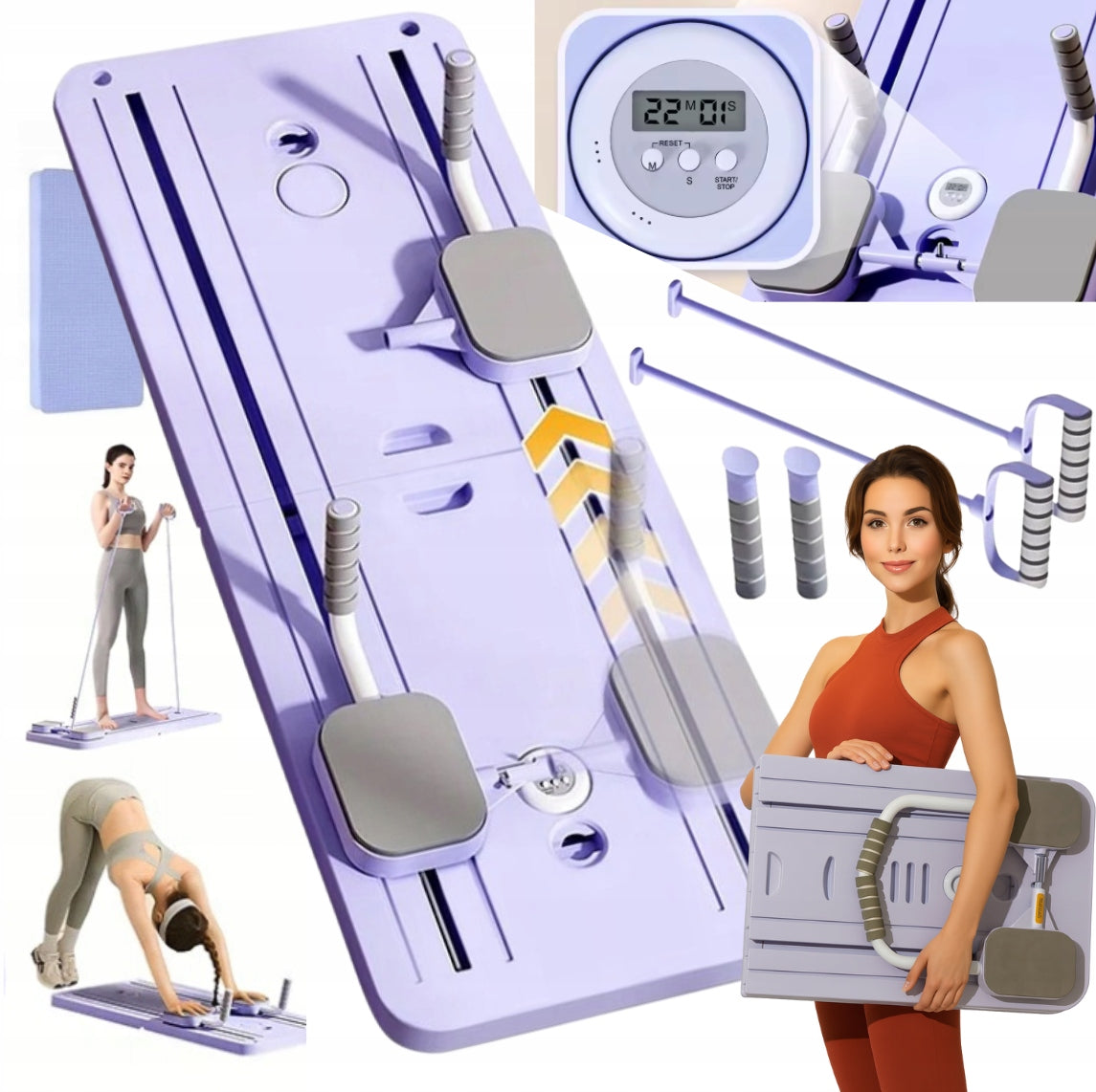 PILATES REFORMER EXERCISE BOARD MULTIFUNCTIONAL YOGA PILATES SET Packaging status original