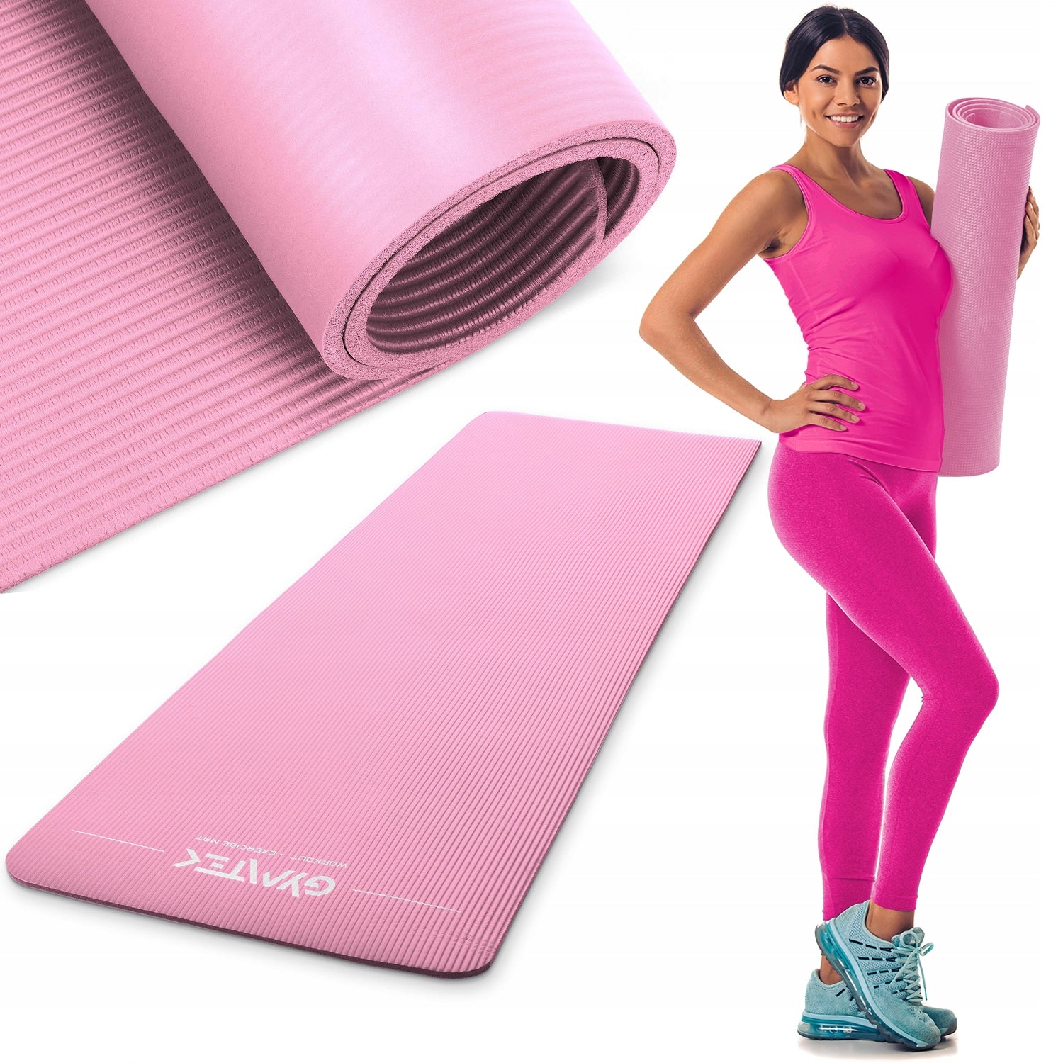 PILATES YOGA EXERCISE MAT GYMNASTIC MAT THICK 1CM+HANDLE GYMTEK