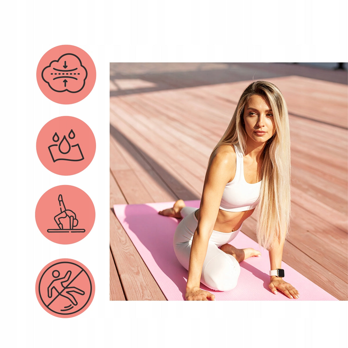 PILATES YOGA EXERCISE MAT GYMNASTIC TPE NON-SLIP WITH HANDLE Manufacturer code FM72