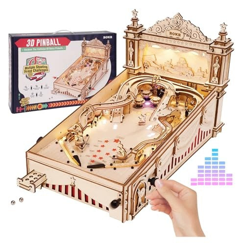 PINBALL MACHINE WOODEN 3D PUZZLE FOR ADULTS SET MOUNTING wooden Brand no brand