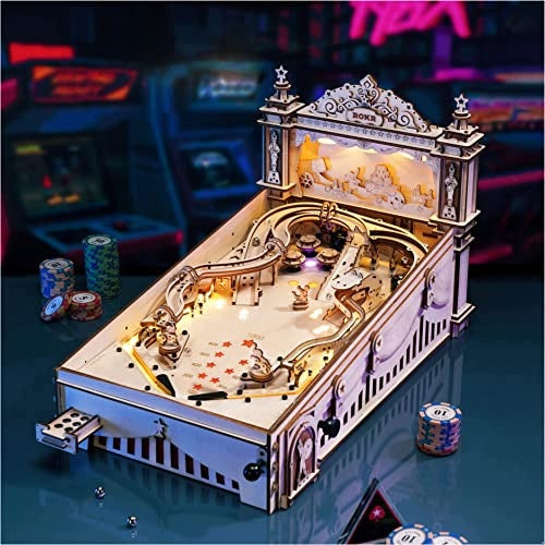 PINBALL MACHINE WOODEN 3D PUZZLE FOR ADULTS SET MOUNTING wooden Dominant color clear