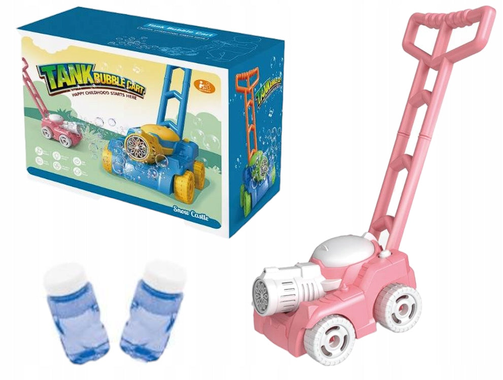 PINK PUSHER MOWER TANK SOAP BUBBLE MACHINE SOUND LED LIGHT