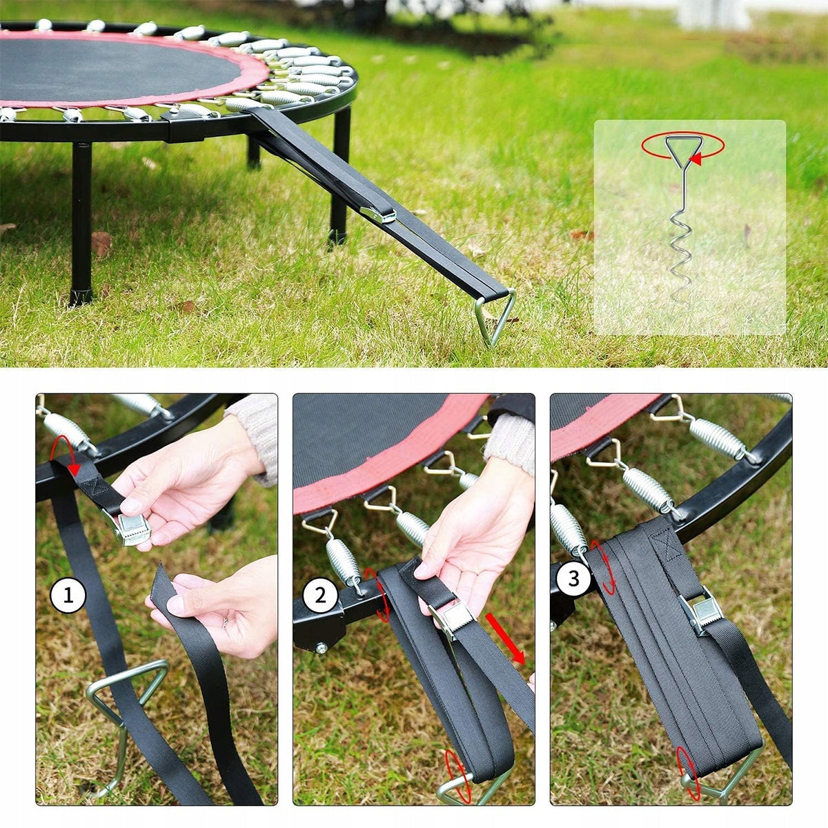 PINS HERRING ANCHORS FIXING TO TRAMPOLINE METAL STEEL 40CM 4PCS Packaging status original