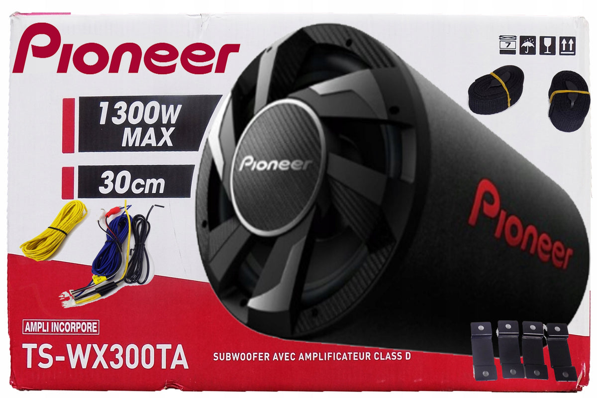 PIONEER SUBWOOFER ACTIVE BASS TUBE 1300W AMPLIFIER + SUPER BASS CABLES