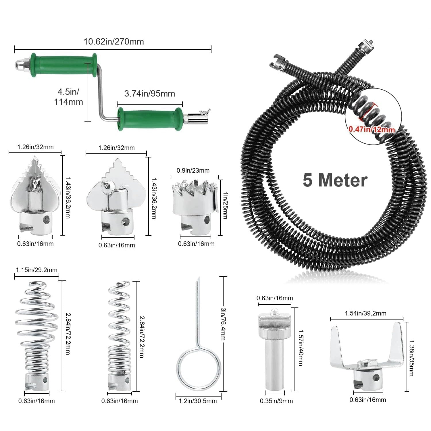 PIPE CLEANING SPIRAL, DRAIN CLEANING SPIRAL 5 M X 12 MM Packaging status original