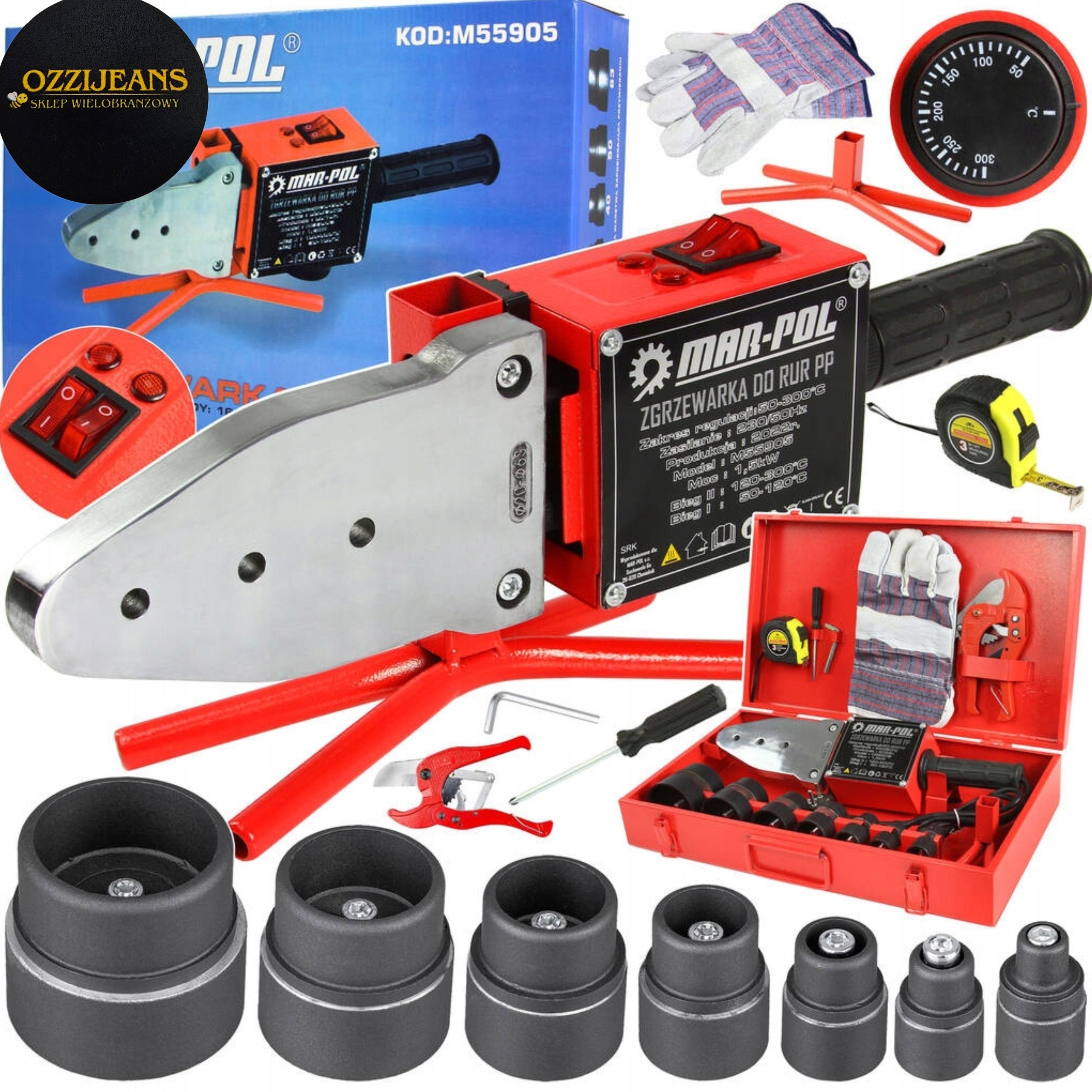 PIPE WELDING MACHINE PP 16 – 63 MM 2660W TEMPERATURE ADJUSTMENT 50 – 300°C MATRIX STICKERS