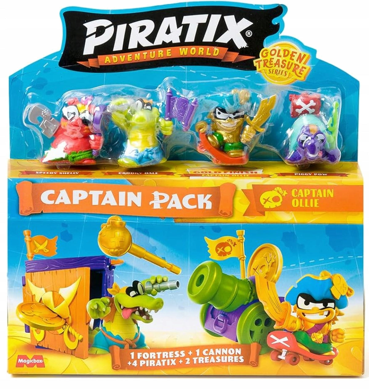 PIRATIX ADVENTURE WORLD GOLDEN TREASURE SET OF CAPTAINS 4 FIGURES + AKC. EAN (GTIN) 8431618039151