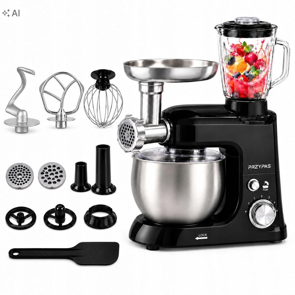 PLANETARY FOOD PROCESSOR 3IN1 MEAT GRINDER BLENDER BOWL 5L MIXER
