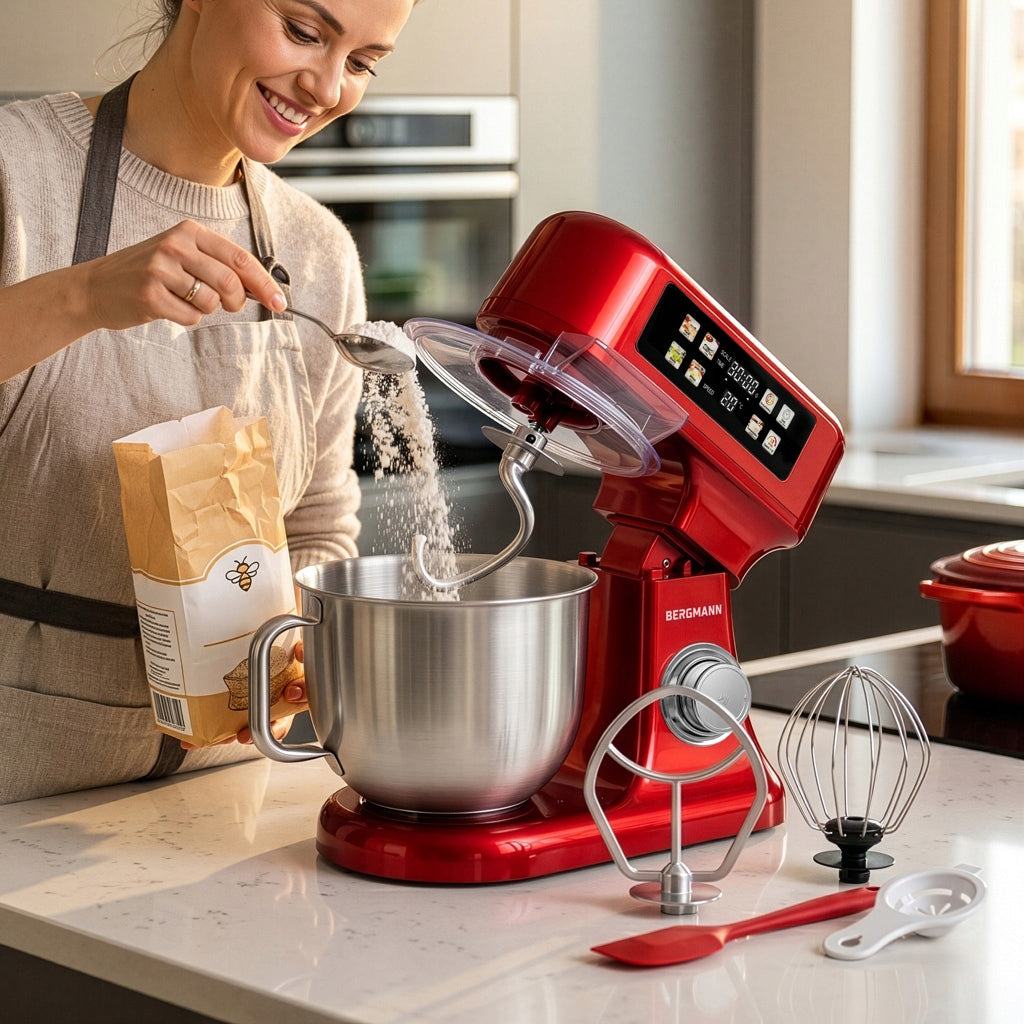 PLANETARY FOOD PROCESSOR BERGMANN 3500W Mixer with Weight Heated Bowl 6L Packaging status original
