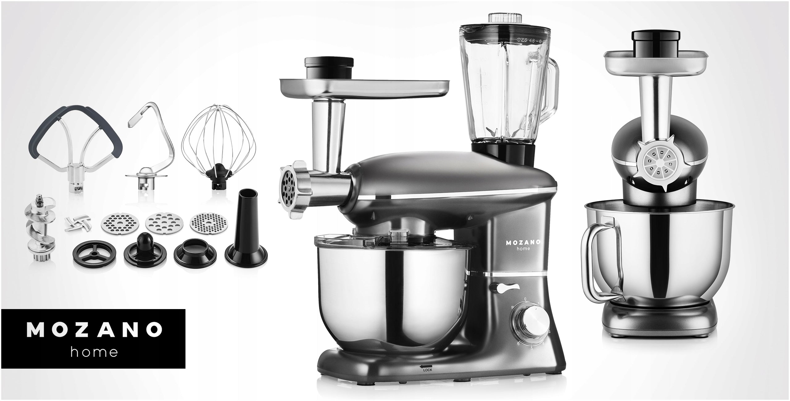 PLANETARY FOOD PROCESSOR BLENDER MIXER LARGE SET 6in1 BOWL 6,2L Manufacturer code AGD/ROB/02#SZARY