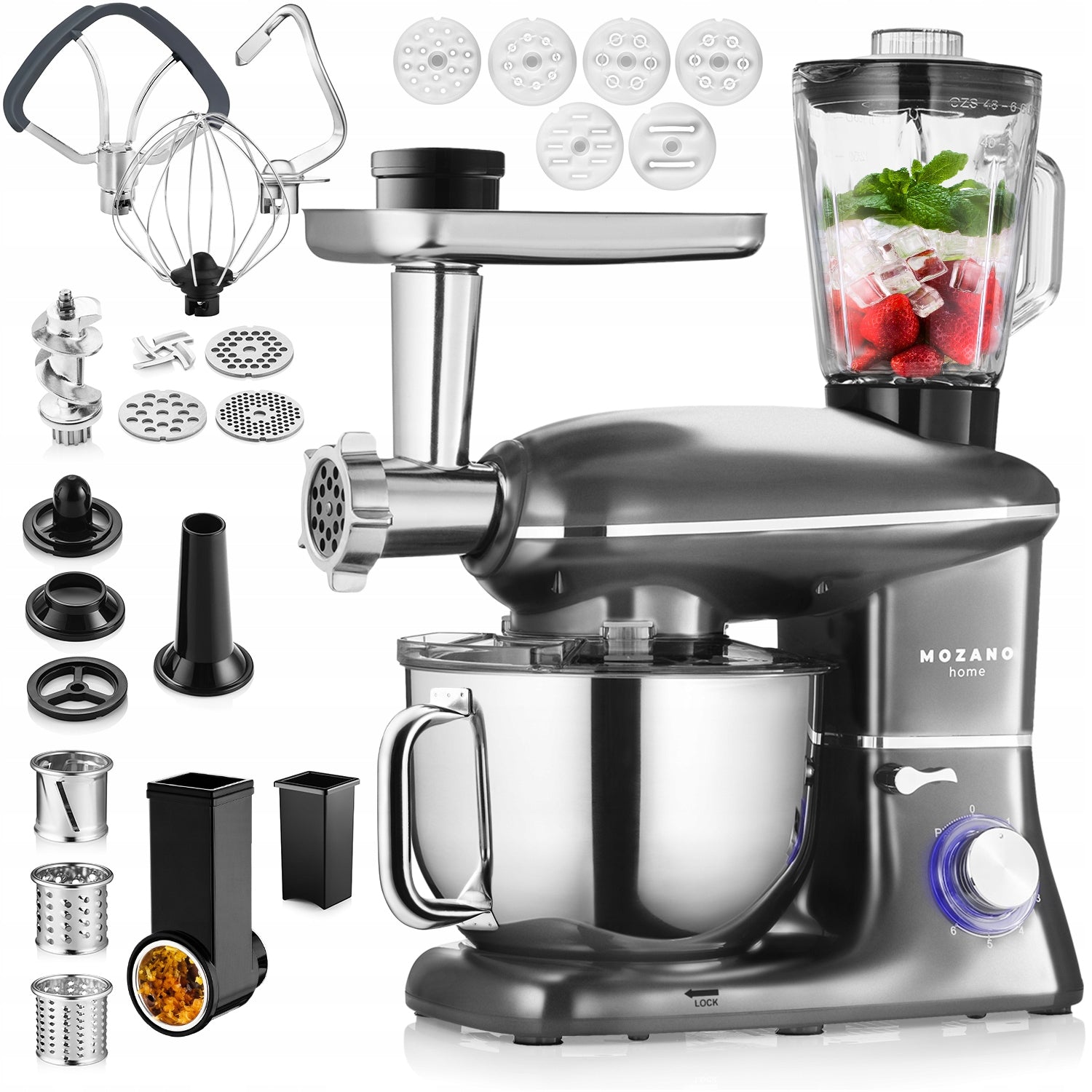 PLANETARY FOOD PROCESSOR BLENDER MIXER LARGE SET 6in1 BOWL 6,2L