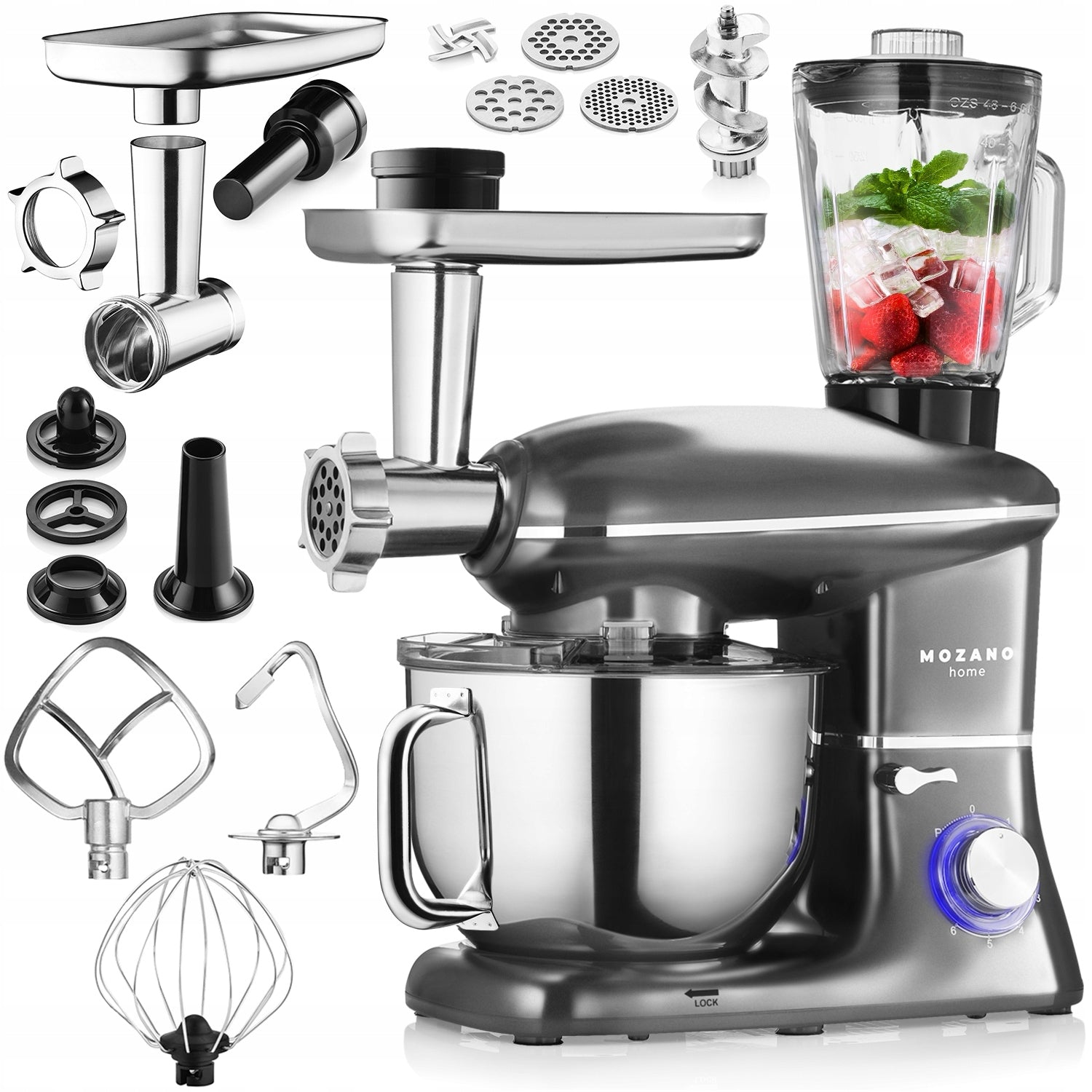 PLANETARY FOOD PROCESSOR STRONG 2000W MEAT GRINDER MIXER BLENDER 6,2l