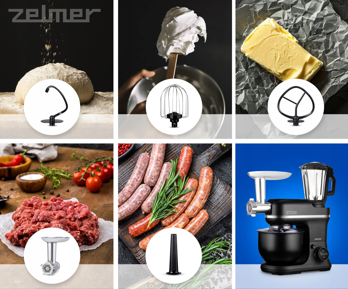 PLANETARY ROBOT ZELMER MULTIFUNCTIONAL ACCESSORY SET 2 BOWLS 1200W STRONG Packaging status original
