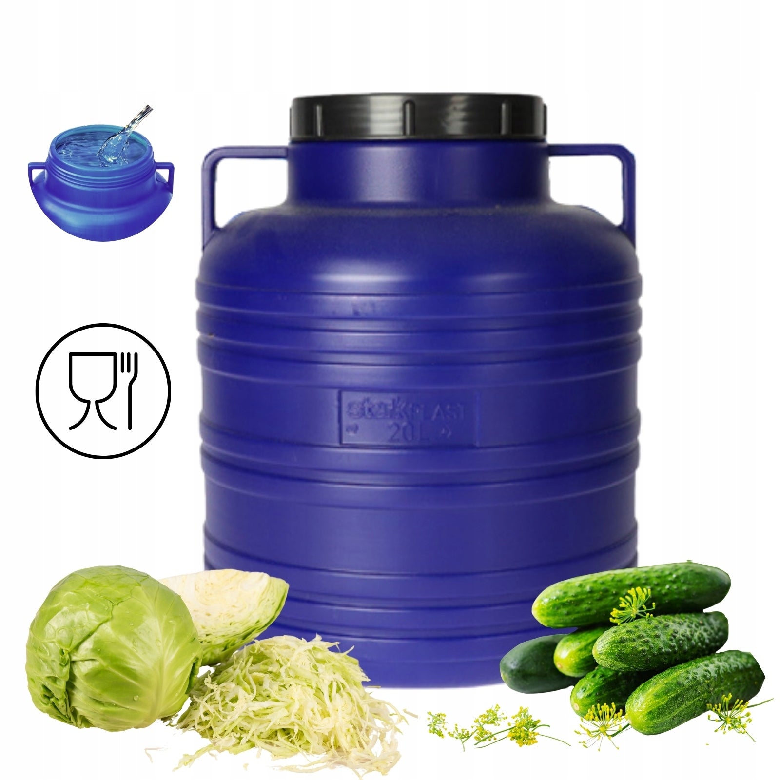 PLASTIC BARREL 20 L FOR PICKLING CABBAGE FOR WATER RAINWATER CUCUMBERS NEW