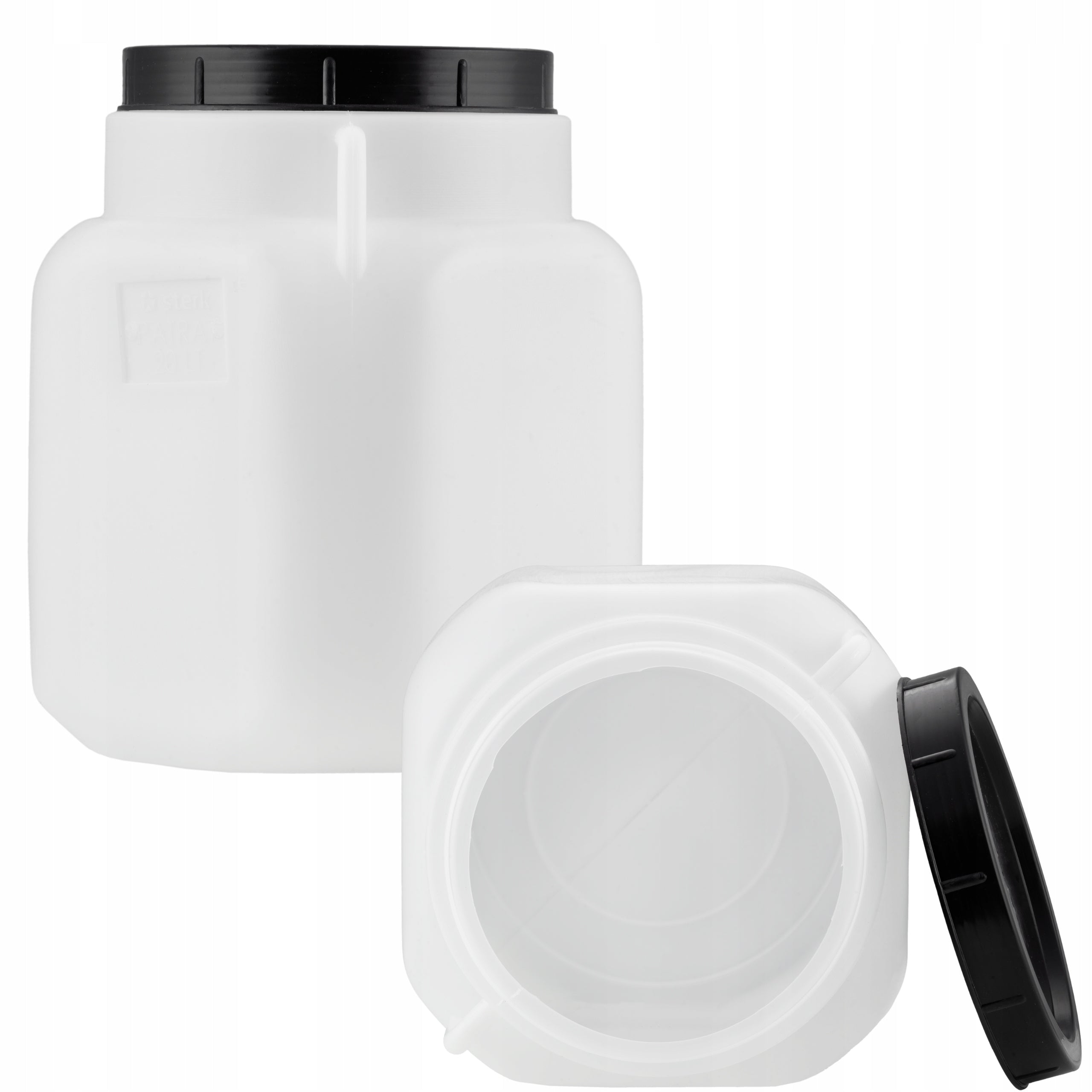PLASTIC BARREL SQUARE 20 L FOR PICKLING HANDLES CERTIFIED WHITE