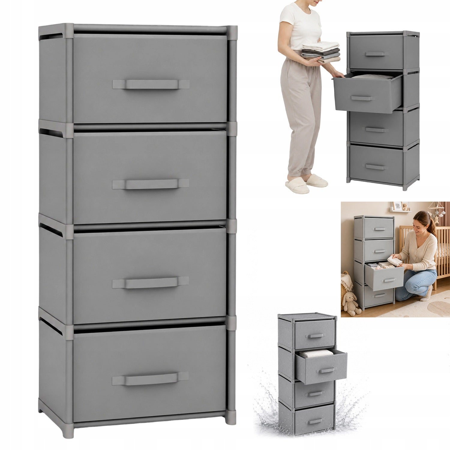 PLASTIC CHEST OF DRAWERS WITH 4 DRAWERS BROWN 26 x 40 x 88 cm Nonwoven