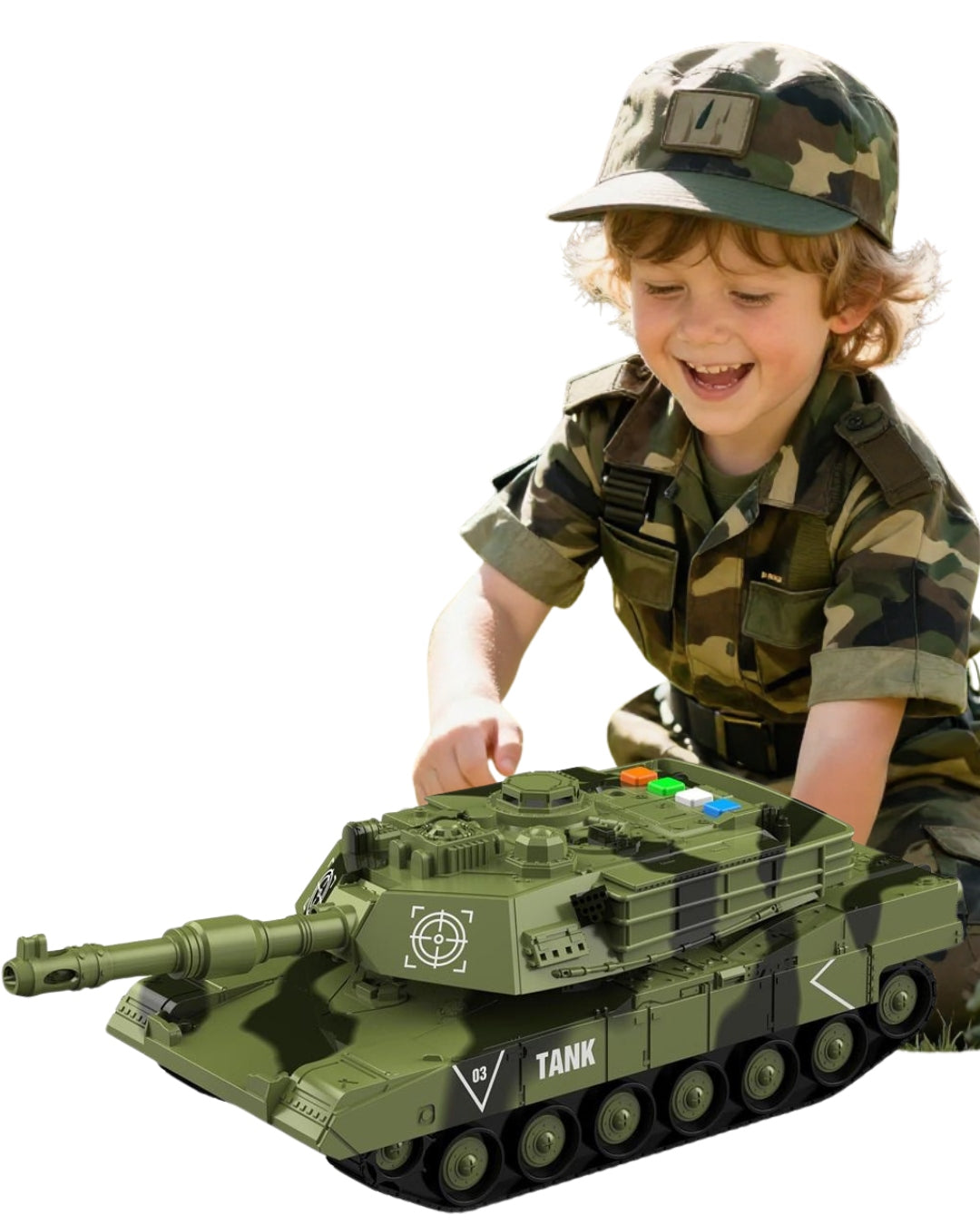 PLASTIC TANK SOUND AND LIGHT FOR CHILDREN GREEN Brand QBI