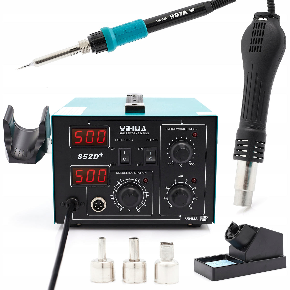 PLASTIC WELDING MACHINE SOLDERING STATION 2IN1 YIHUA 852D+ ACCESSORIES TIN TIP EAN (GTIN) 5905902305336