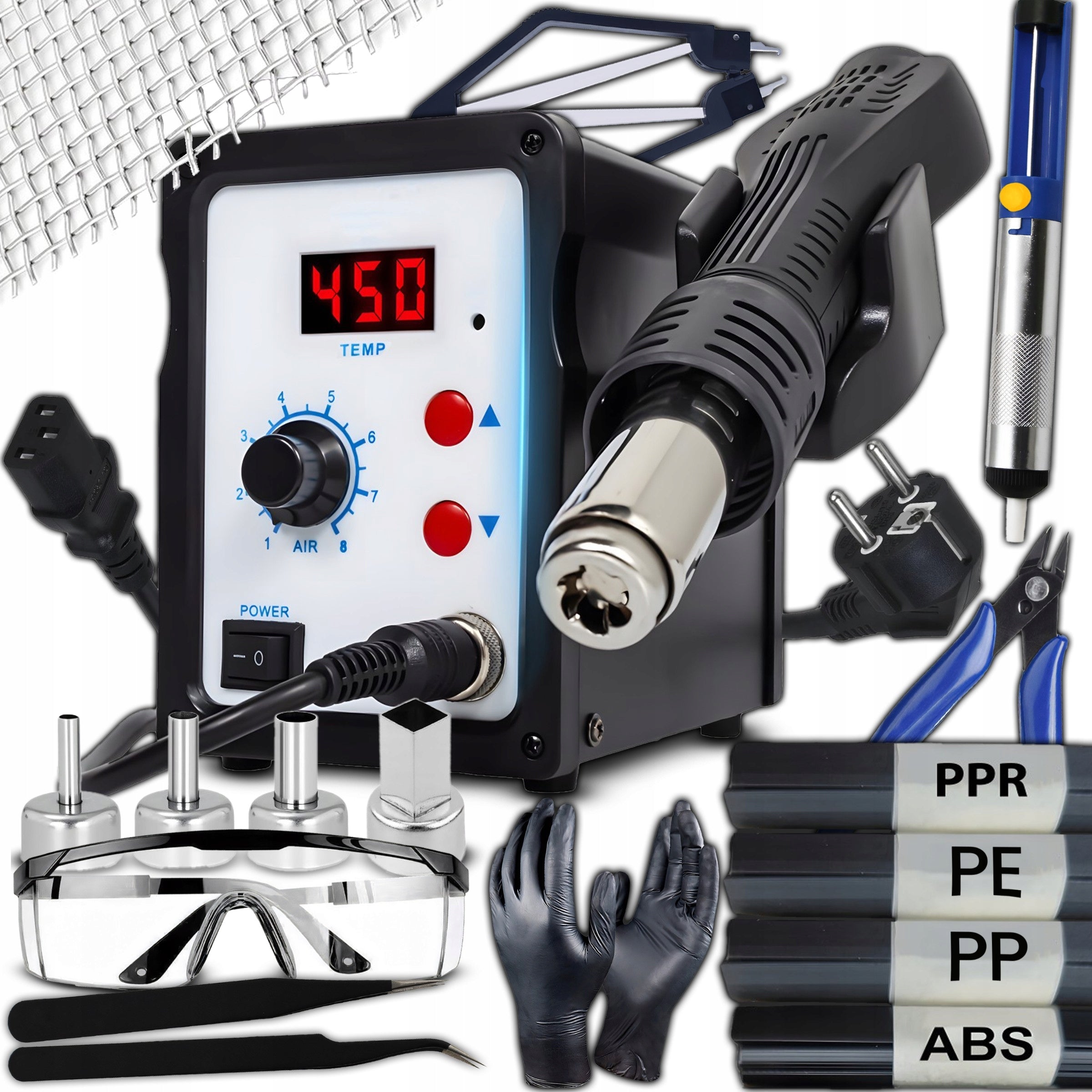 PLASTIC WELDING MACHINE WELDING STATION SOLDERING STATION 4X NOZZLE 6X BINDER MESH Manufacturer code ER1206