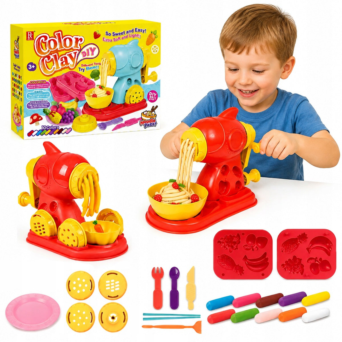 PLAYDOUGH PASTA SET CAKE MACHINE WEIGHT MOLDS