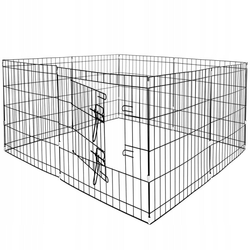 PLAYPEN CAGE MODULAR CORRAL FOR ANIMALS DOG CAT BLACK 8 PANELS 60cm Packaging status original