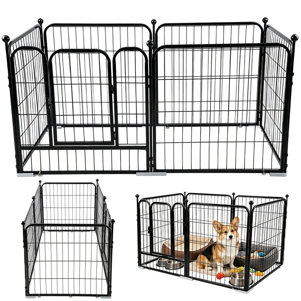 PLAYPEN DOG CAGE MADE OF METAL, RABBIT ENCLOSURE MODULAR CORRAL 6 PANELS
