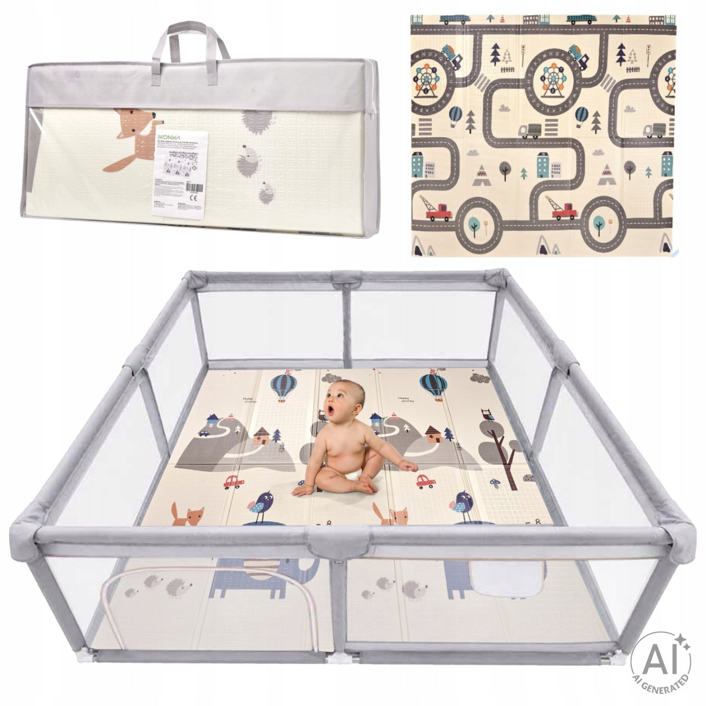PLAYPEN FOR BABY LARGE DRY POOL FOLDING + FOAM MAT FOR CHILDREN