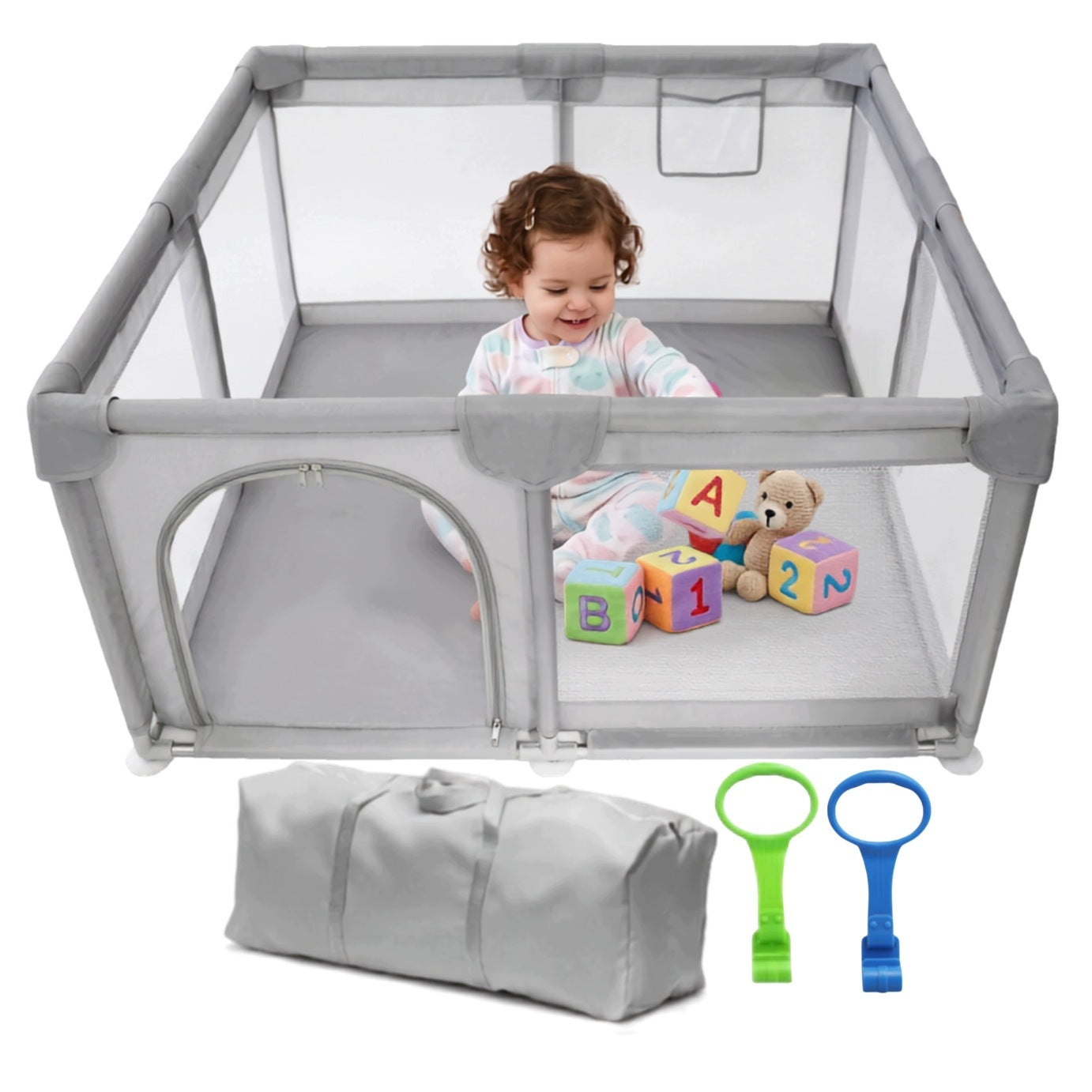PLAYPEN FOR CHILDREN 126X126 DRY POOL SQUARE TOYS FOLDING + CHILDREN'S BAG