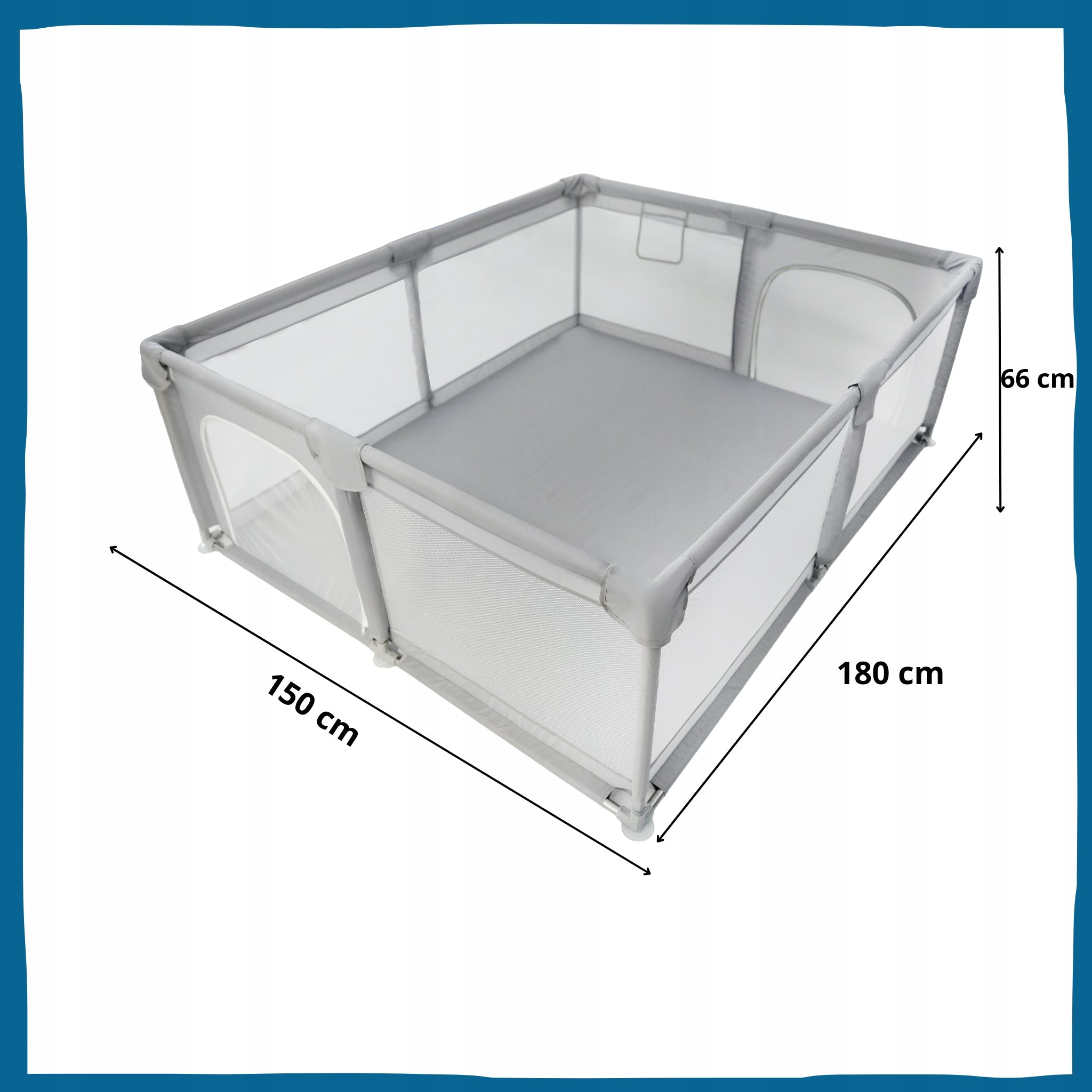 PLAYPEN FOR CHILDREN 150X180 CM DRY POOL SQUARE TOYS GREY + BALLS + BAG Packaging status original