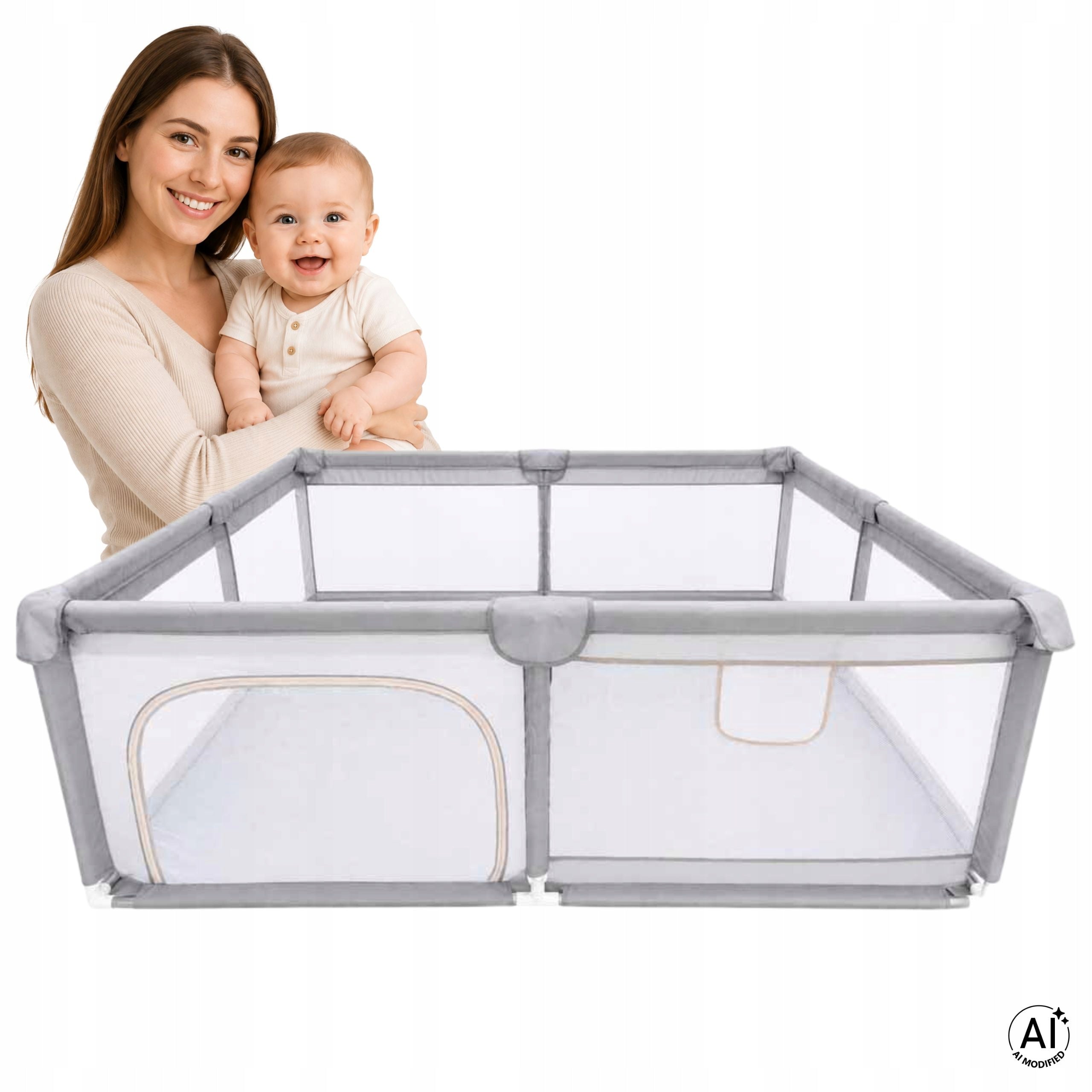 PLAYPEN FOR CHILDREN 150X200 CM FOLDING TOURIST PROTECTIVE BARRIER GREY Brand no brand